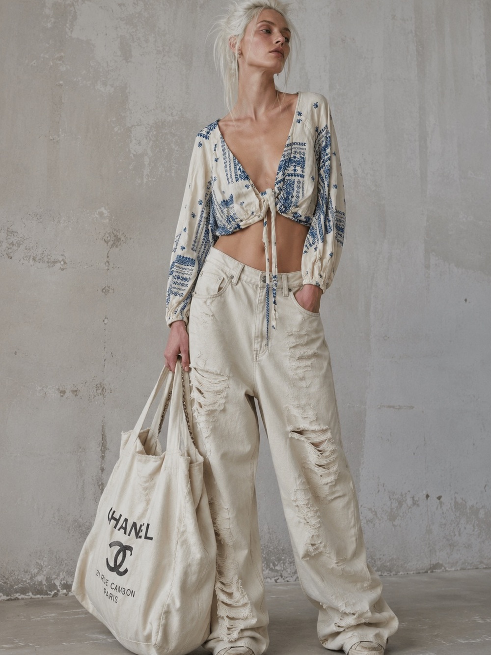 Maison D’Amelie linen tie front top